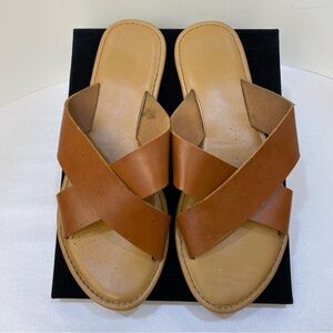 Westloop Tan Crisscross Slide Sandals Women’s Size 7.5